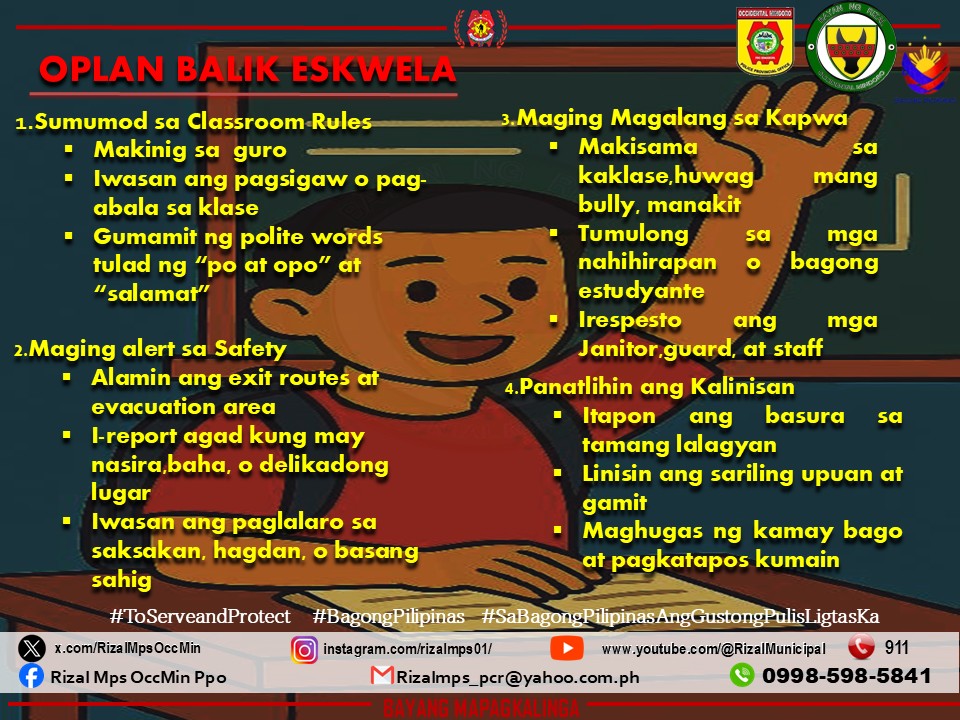 BALIK ESKWELA SAFETY TIPS... - Rizal Mps OccMin Ppo | Facebook