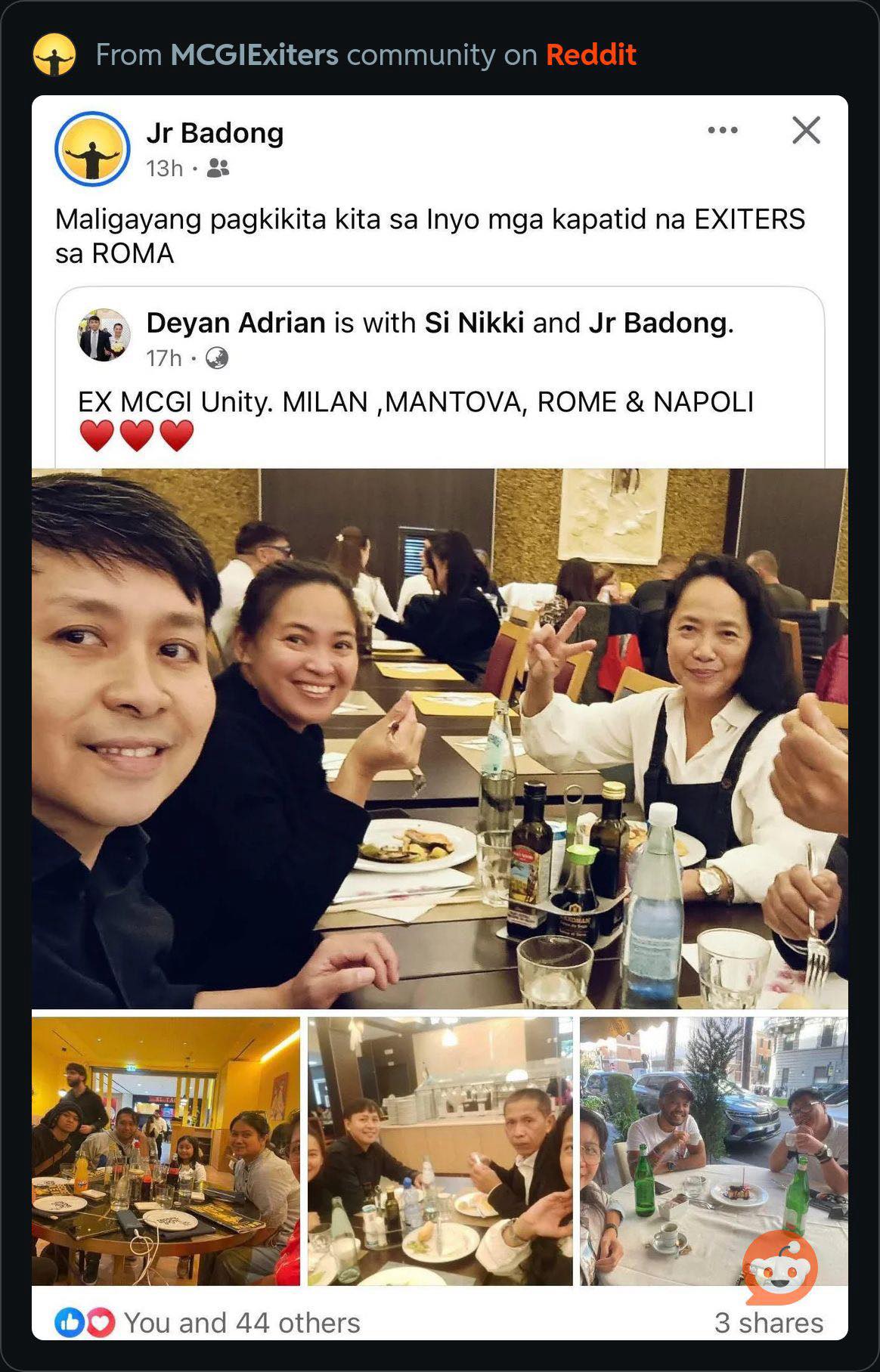 MCGI Exiters Italy hold empowering... - Post-MCGI Society | Facebook