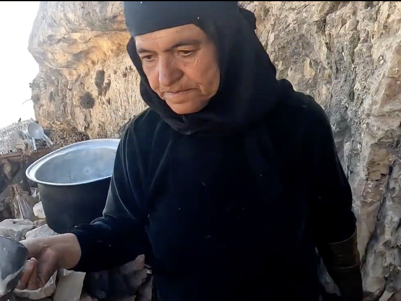Nomadic grandma and family serving the freshly made fried smashed ...