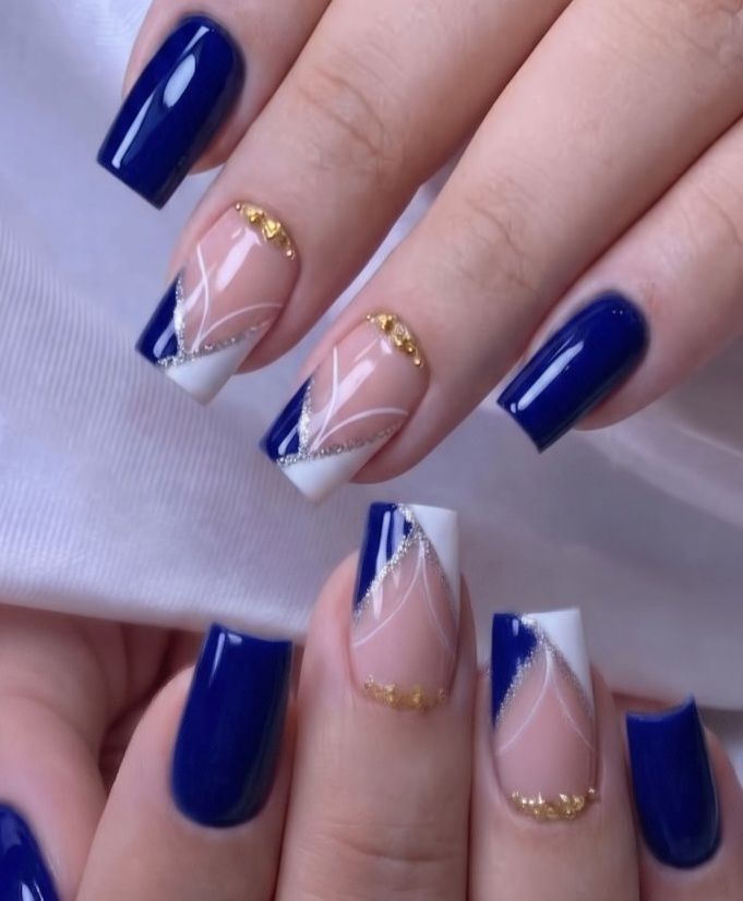 elegant nails for blue dress Royal and silver nail art ideas with rhinestones Lulus | Dresses | wall mounted dressing table with storage Size:XL-42