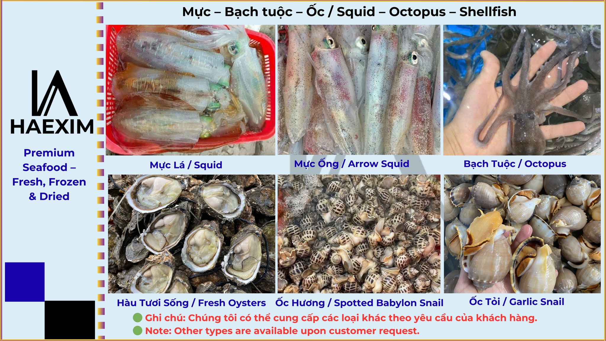 Haexim Seafood Vietnam - Thuỷ Sản Tươi Sống & Khô Biển | Quang Ngai