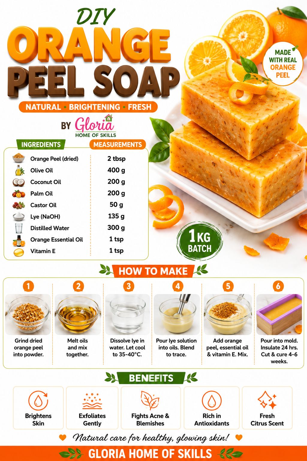 orange peel l glutathione soap ingredients let's make for brightening and glowing skin orange peel 2 tbsp alovera gel 500g soap base 3 fresh tumeric 2 capsule of vitamin E Check comments section for Active White L Glutathione Oily-Skin Size:1000 mcg/ml - 10 ml (Pack of 4)