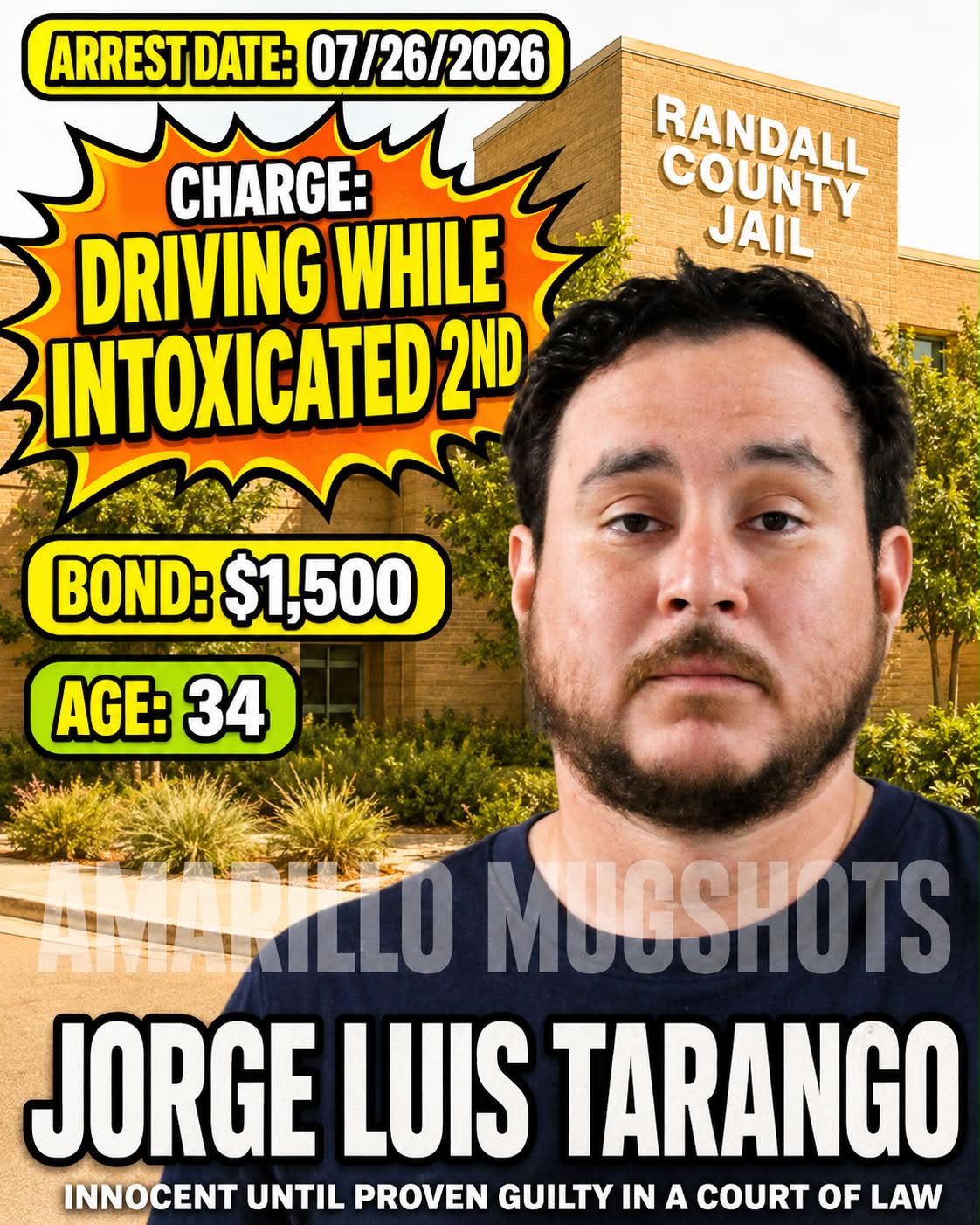 チャランゴ Jorge Luis Rodriges No.496 Jorge Luis Tarango, 34, was booked into the Randall County Jail on