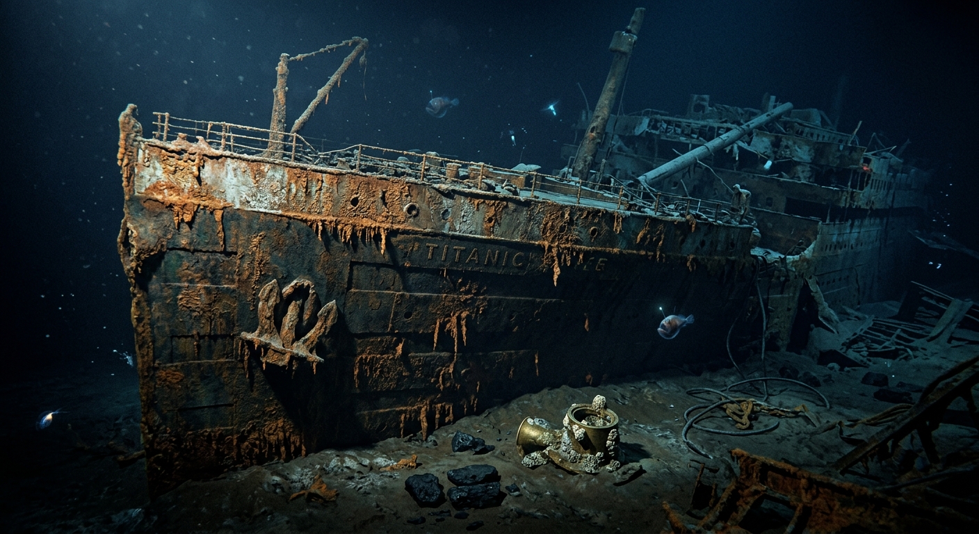 Dramatic split-screen before and after comparison of the Titanic First ...