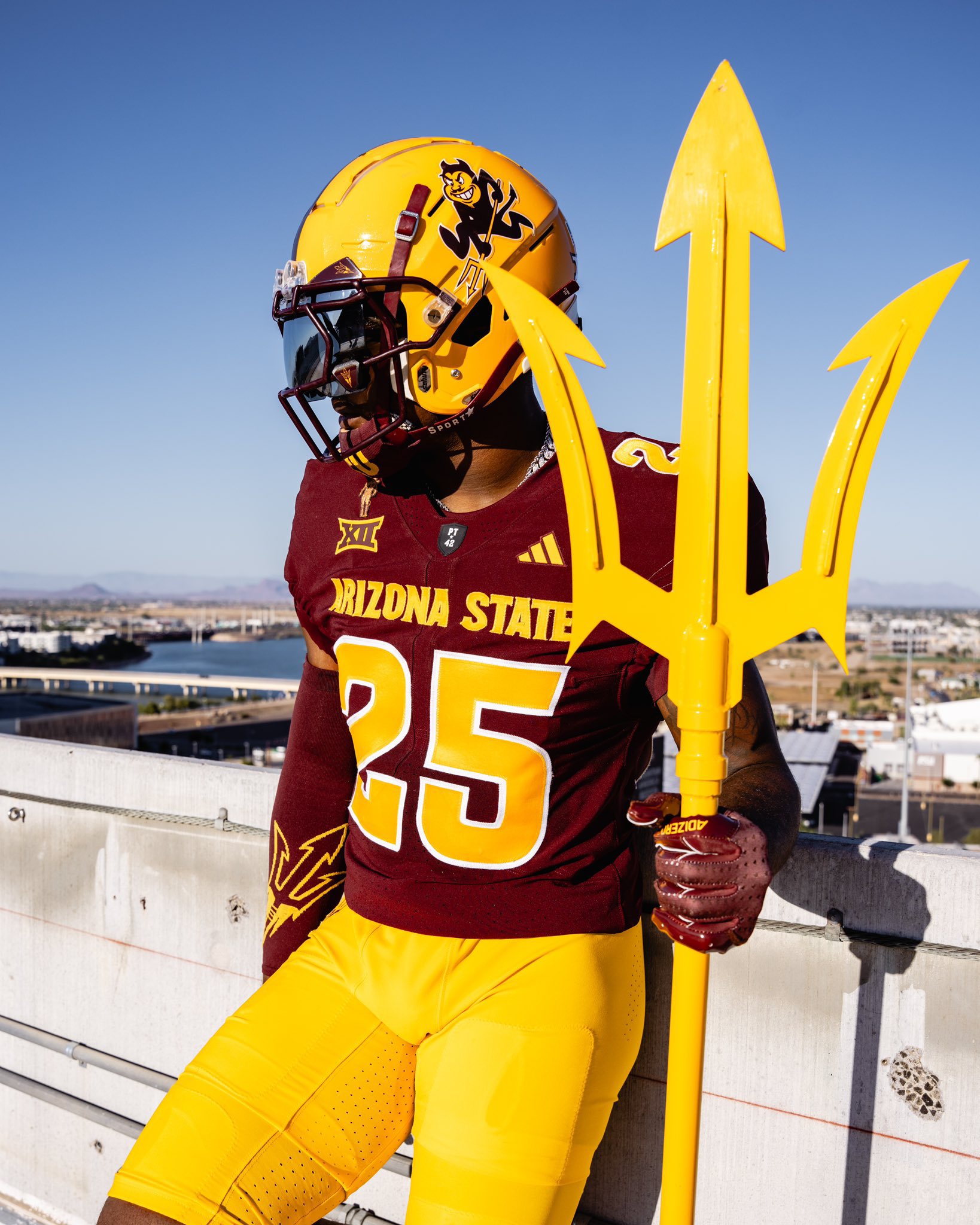 az state football helmets Arizona Sun Devils Riddell Speed Authentic Helmet Lite II Polycarbonate Lexan plastic Speed style shell with extended mandible (jaw area) protection Arizona State Football To Wear