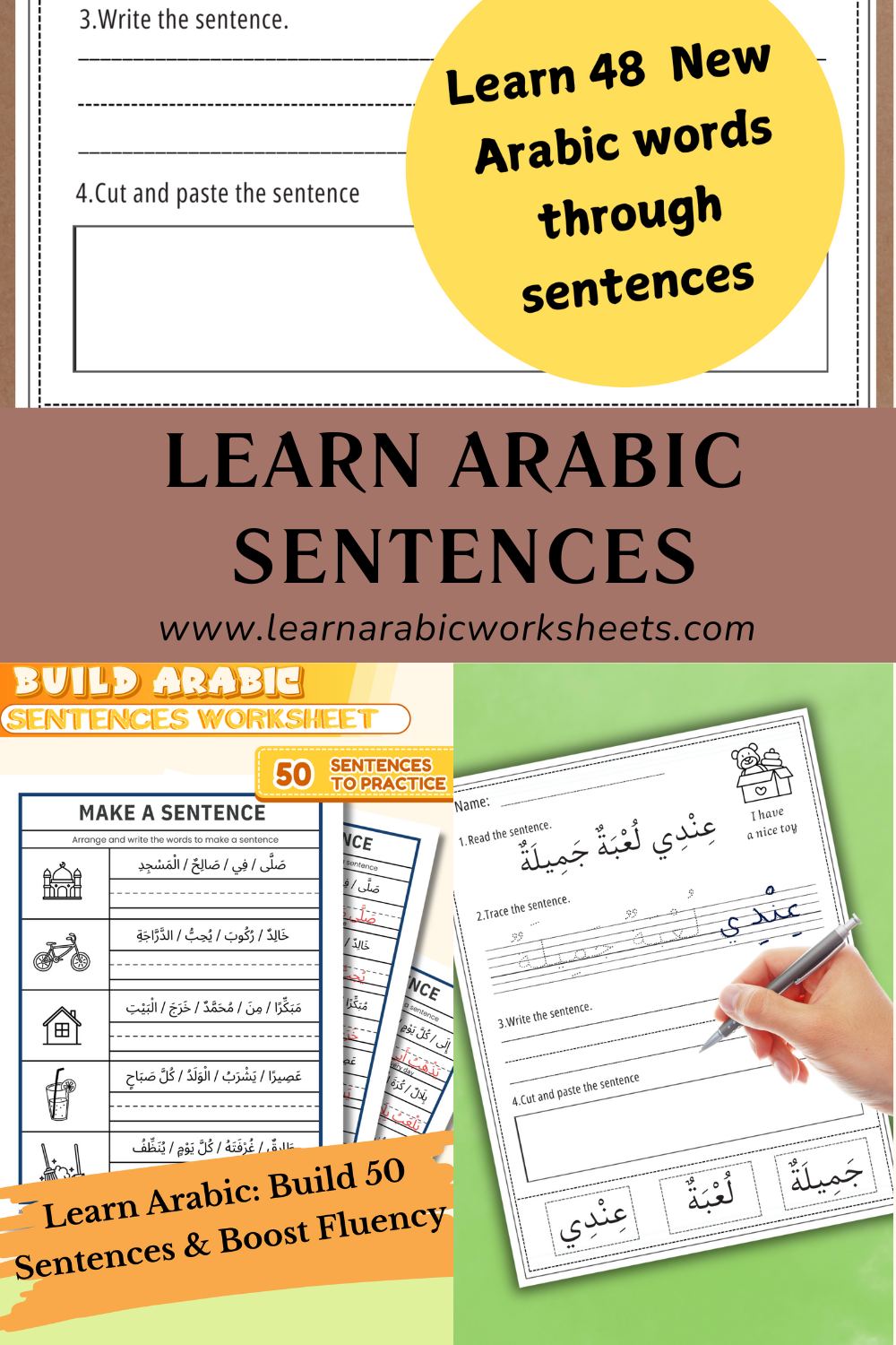 Arabiclearningco - Arabic Sentences Worksheets for Kids – Tracing ...