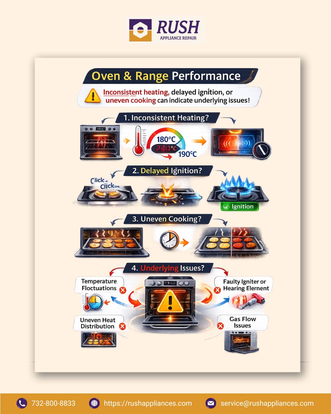 Inconsistent heating, delayed... - Rush Appliance Repair | Facebook