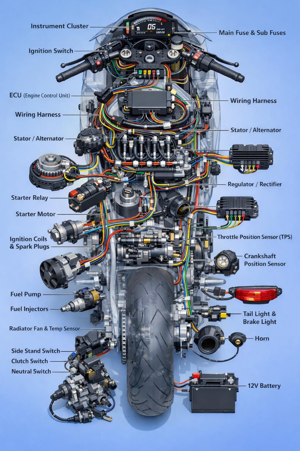 Kawasaki Versys-X 300 Full Electrical Wiring Diagram | 3D Detailed