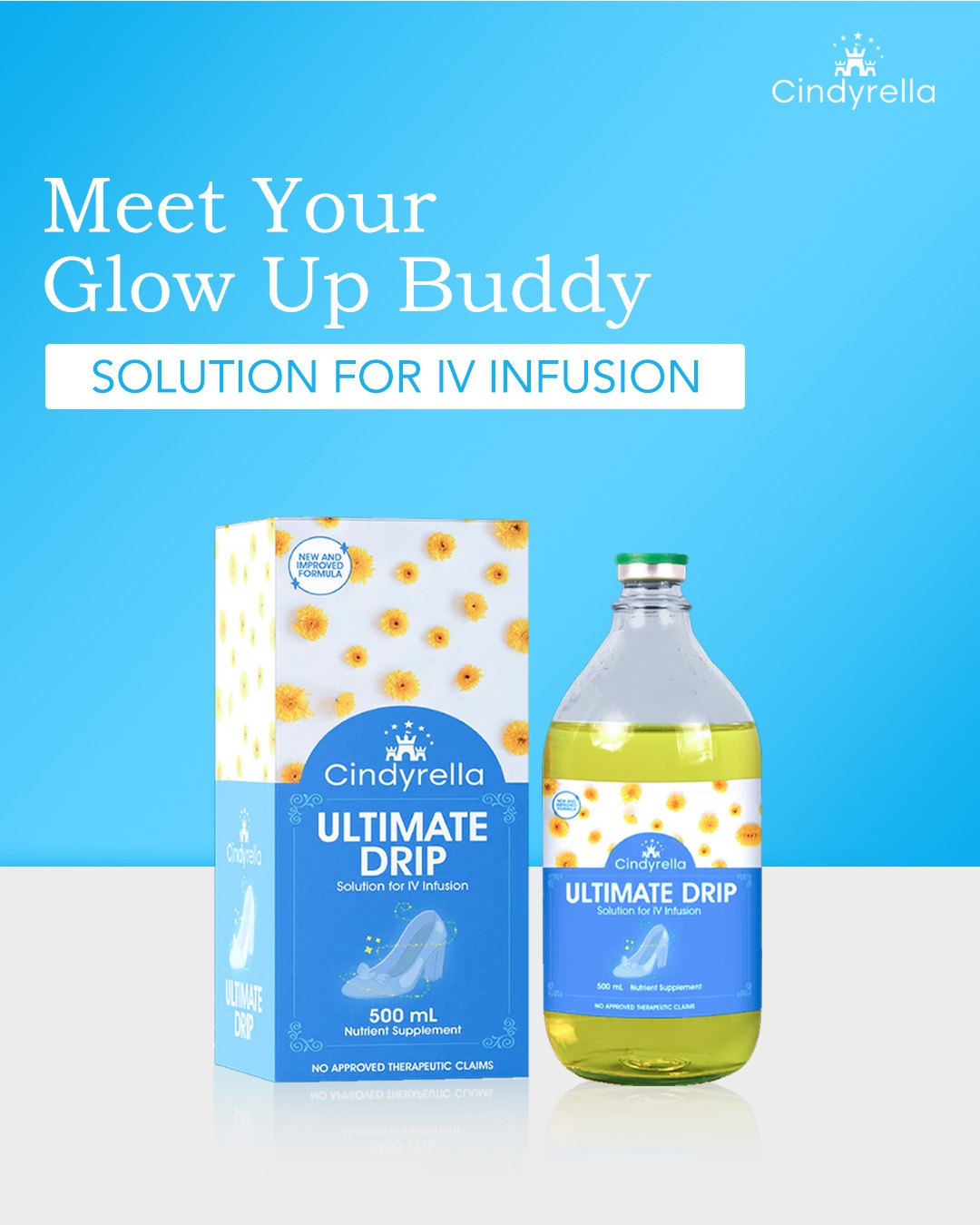 Are you ready to glow up? We are now officially offering Cinderella Ultimate Drip! This isn't just your standard gluta session—it's a premium infusion of Glutathione, Vitamin C, and Alpha Lipoic Acid
