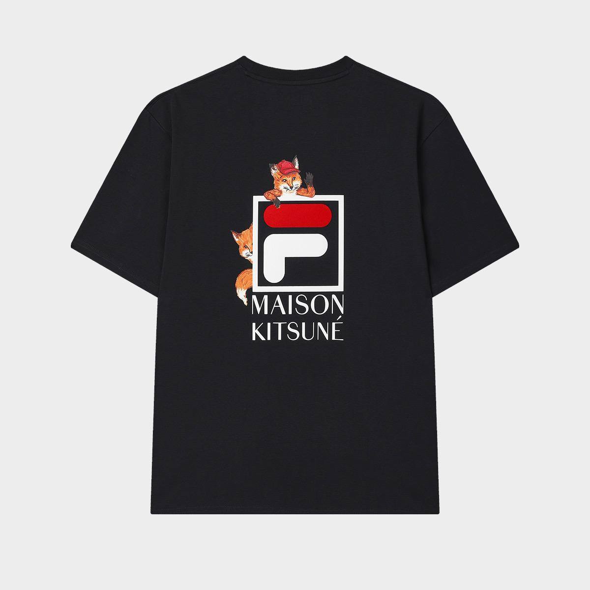 Fila x Maison Kitsune dark navy tee for sale