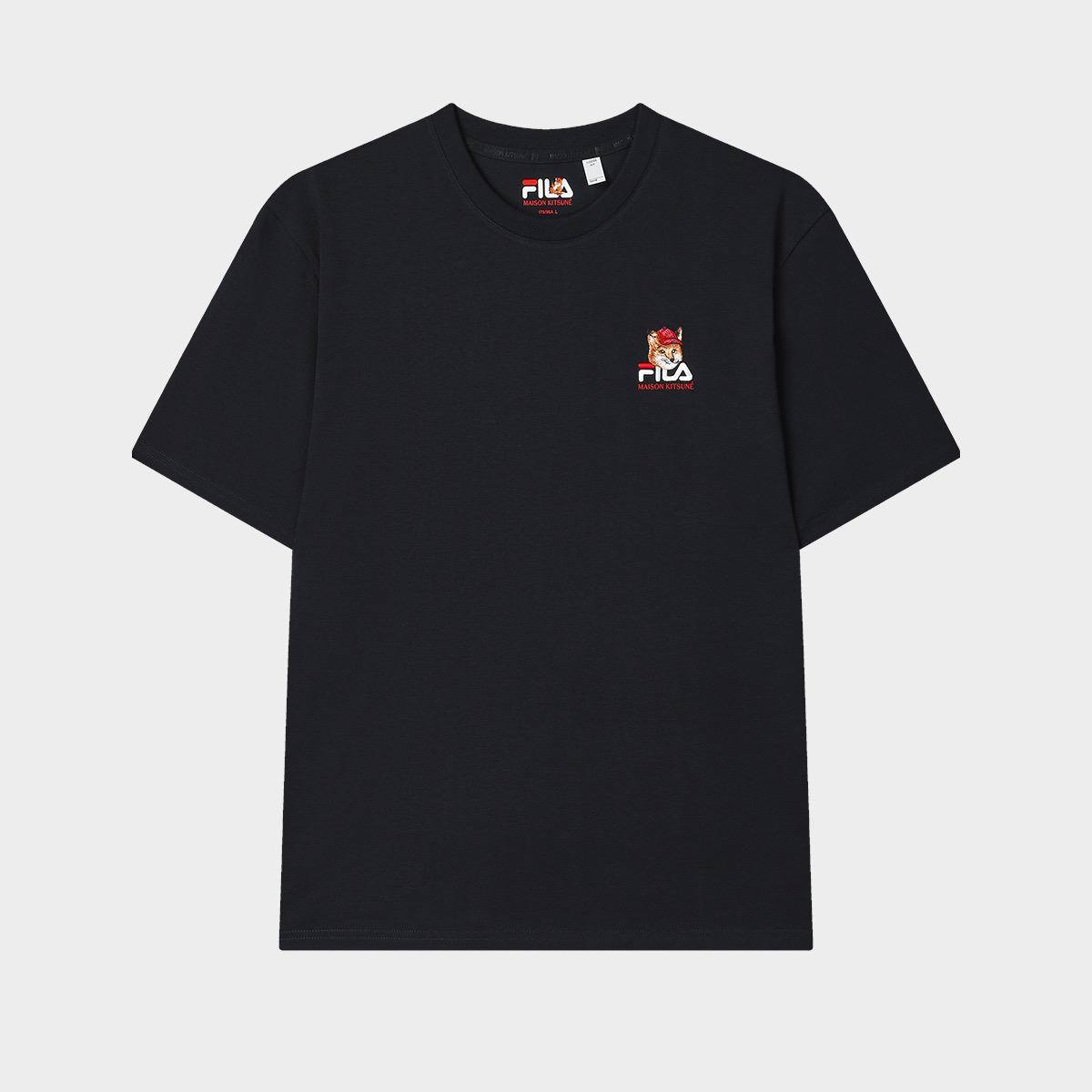 Fila x Maison Kitsune dark navy tee for sale