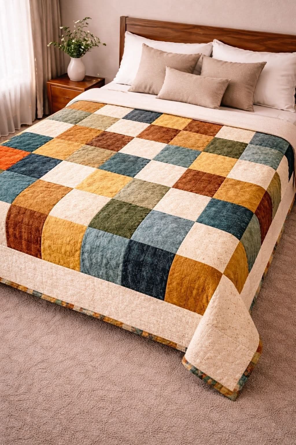 STITCH, PATCHWORK AND QUILTING CREATIONS | A clean, block-based bed ...