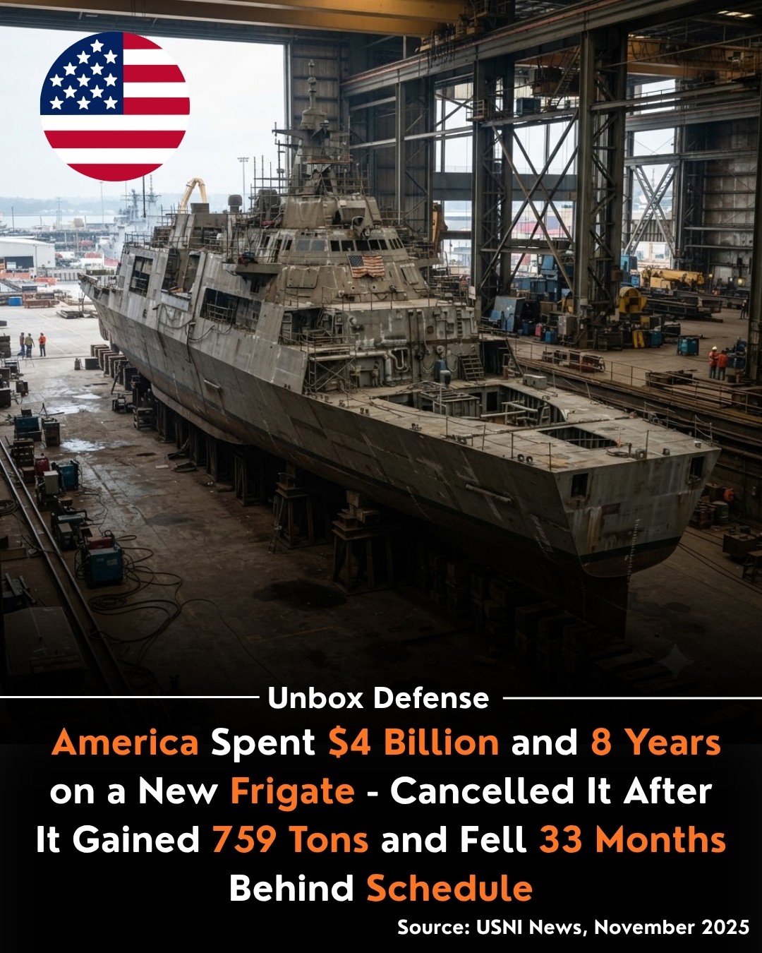 The U.S. Navy cancelled development of a planned next-generation