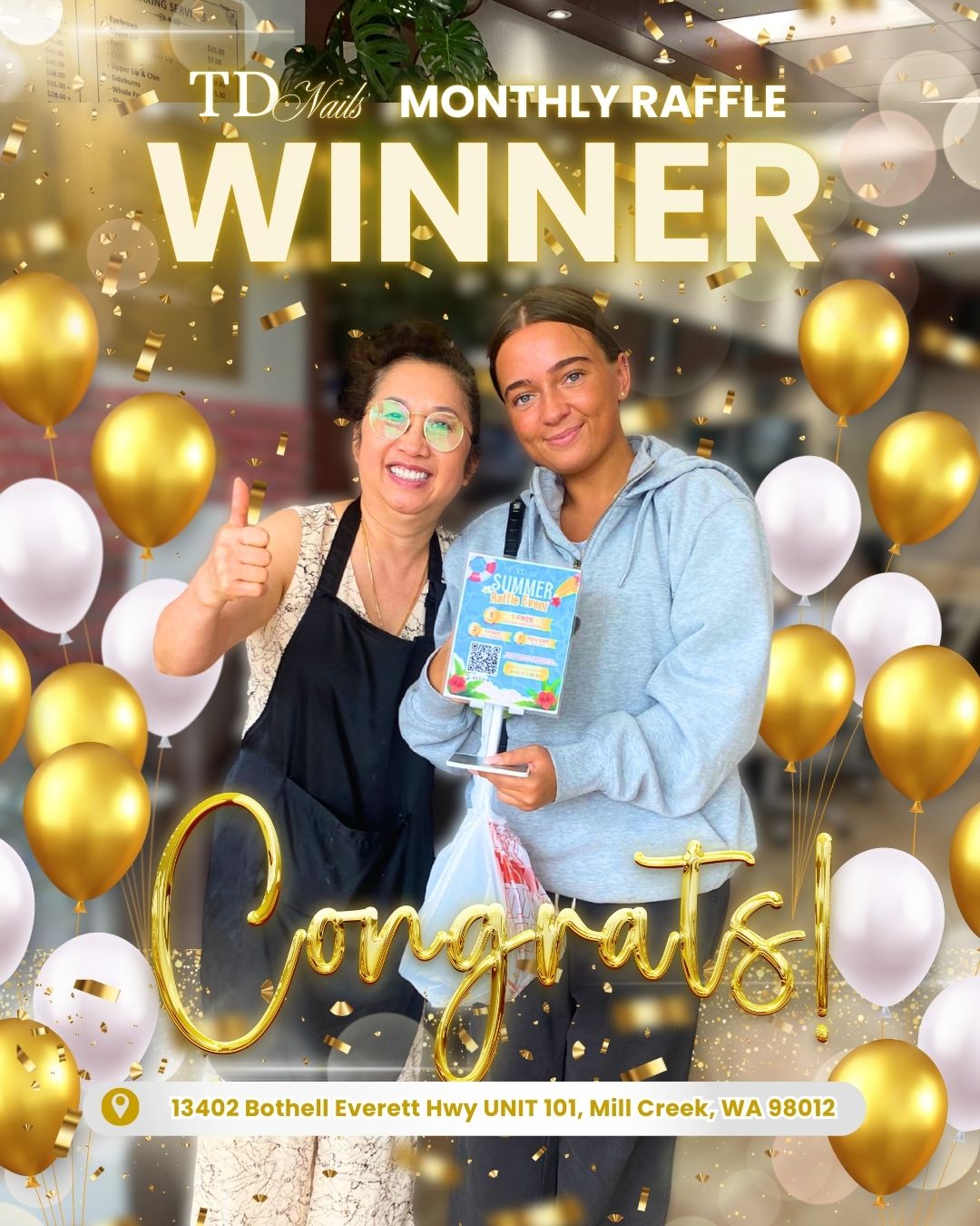 TD - 🎉 Congratulations to 𝗧𝗗 𝗡𝗮𝗶𝗹𝘀' 𝗦𝘂𝗺𝗺𝗲𝗿 𝗥𝗮𝗳𝗳𝗹𝗲 𝗪𝗶𝗻𝗻𝗲𝗿! 🎉 Thank you ...