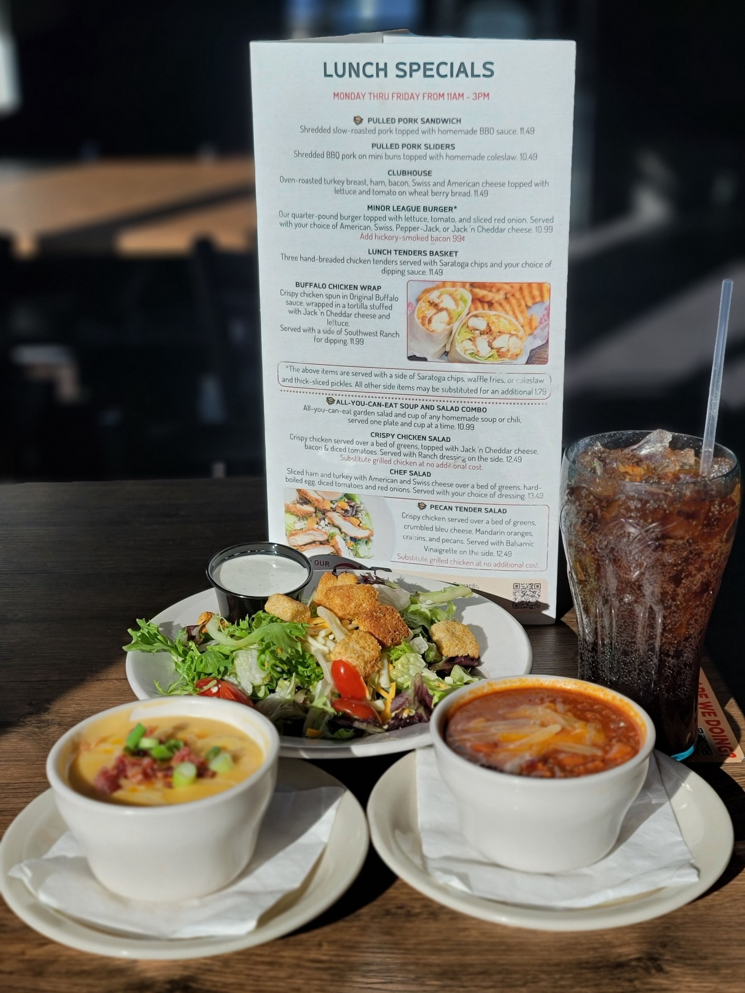 It's almost lunchtime! Our specials are available until 3:00