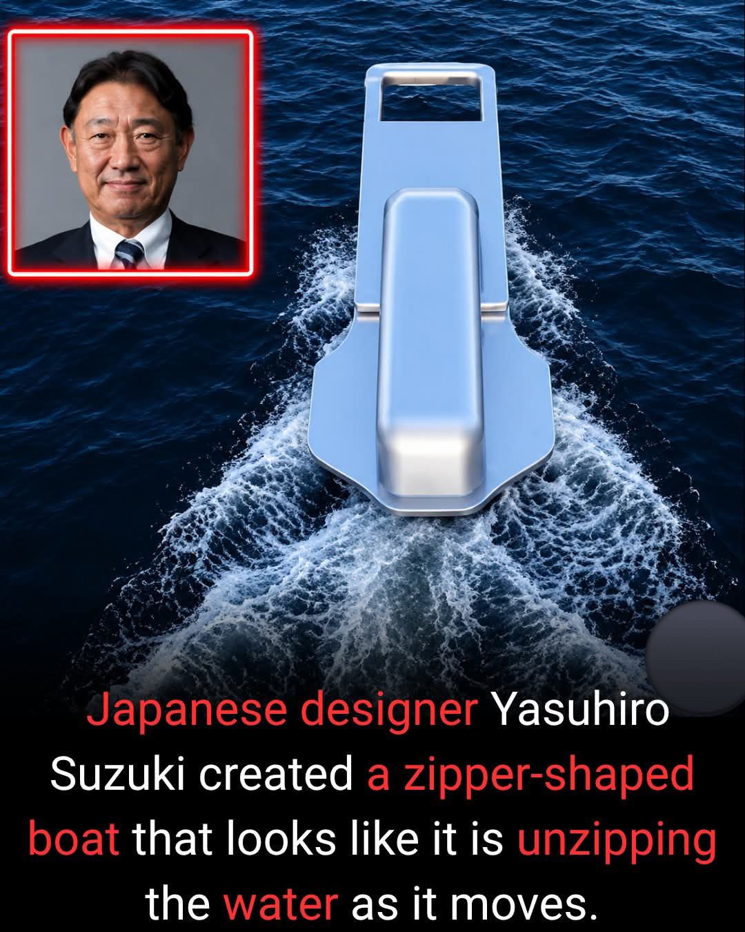 This is zipper boat and it designed by a Japanese man named