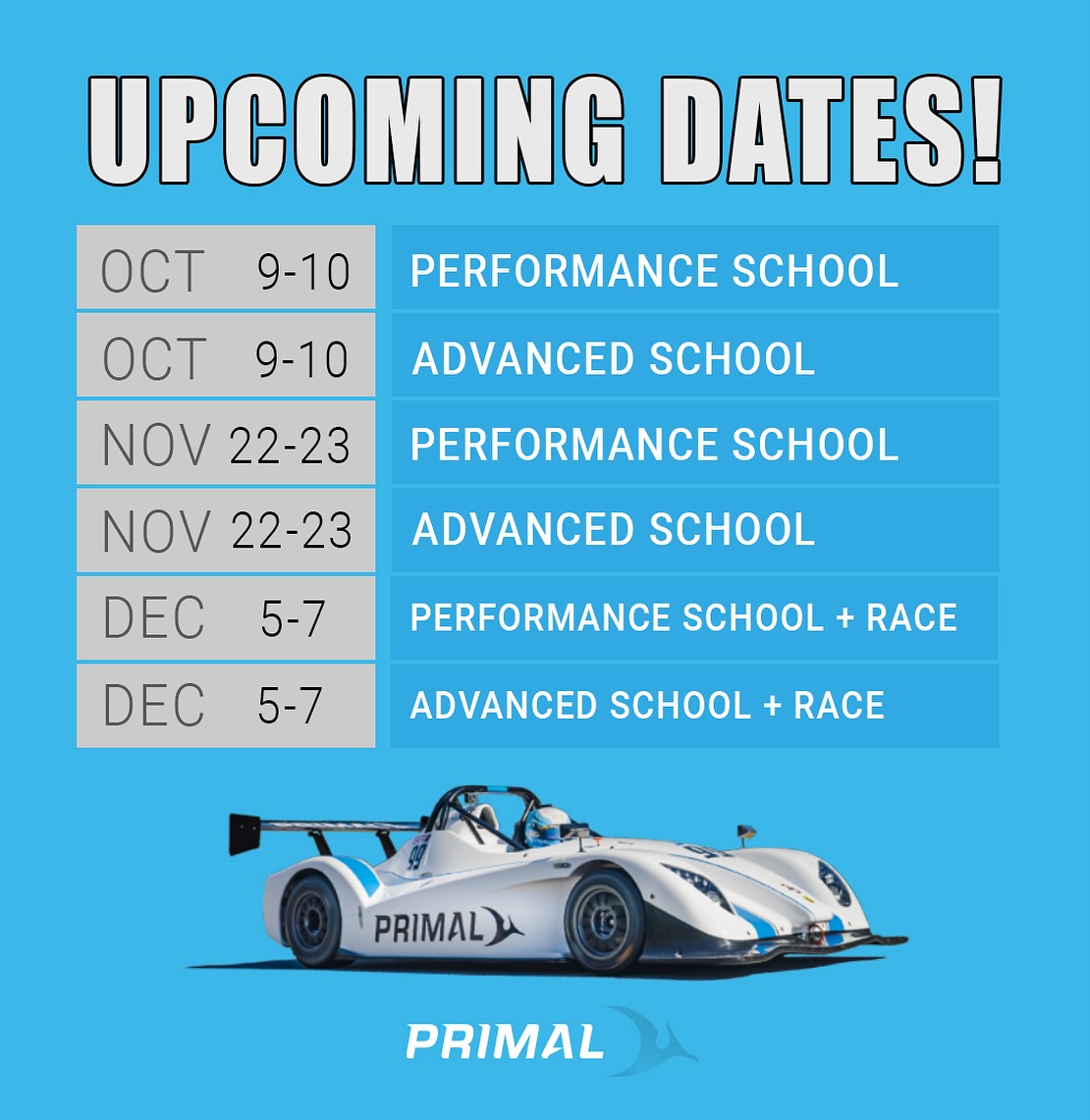 Primal - NEW racing school dates are LIVE! Our re-imagined & re ...