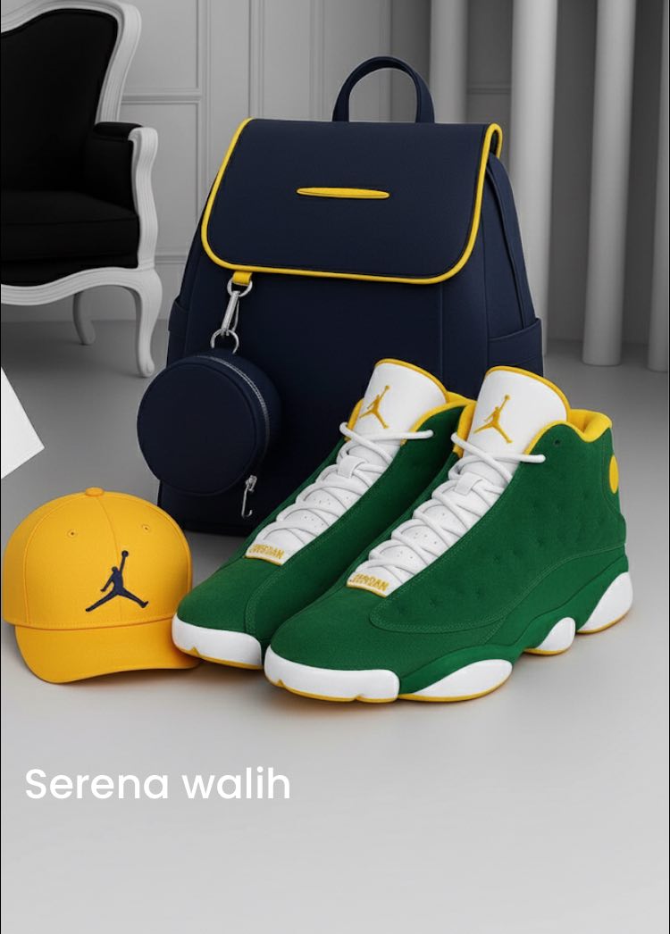 Cool blue vibes, gold accents, and geometric flair—these Jordan