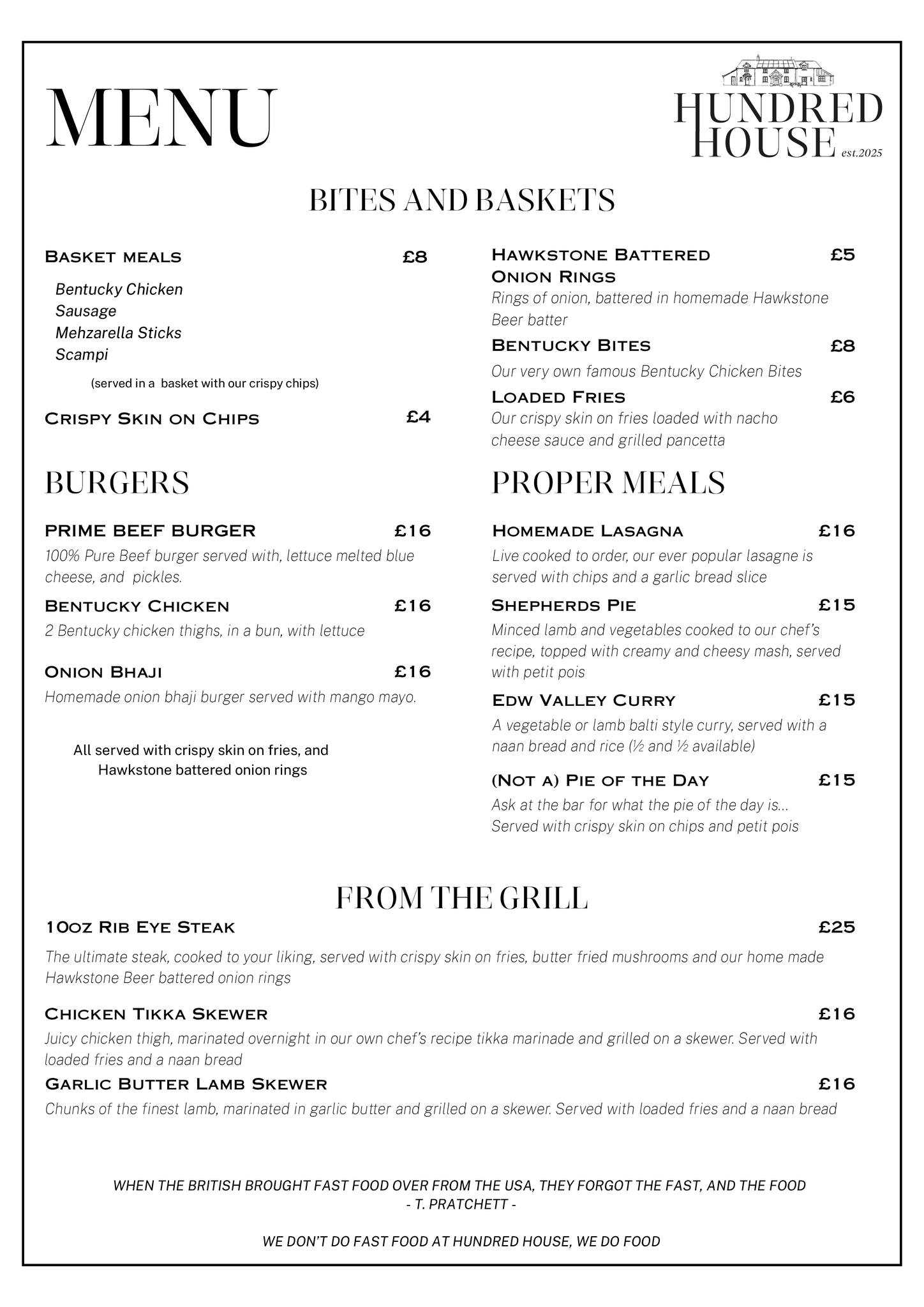 Hundred - ‼️🚨 UPDATED MENU🚨‼️ To see us through to the New Year, we ...