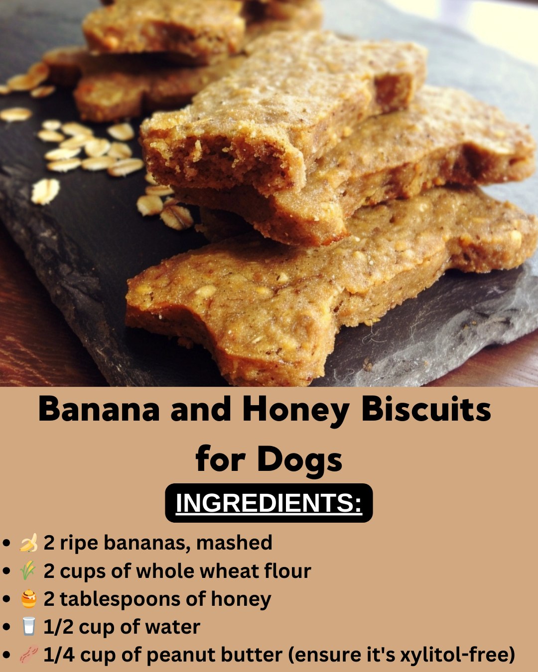 View of Homemade - Banana and Honey Biscuits for Dogs 🍌🍯 Ingredients: - 🍌 2 ...