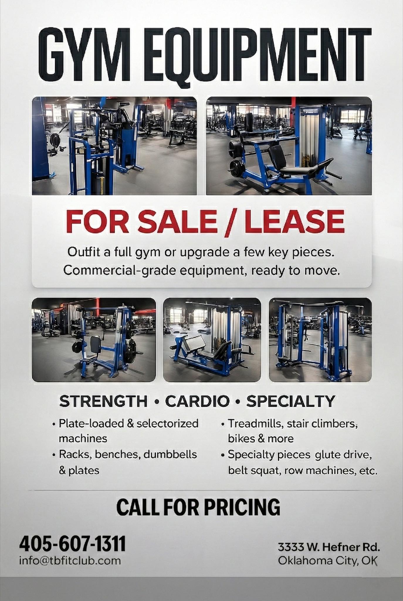 TB Fitness Club - 🔥 GYM EQUIPMENT FOR SALE OR LEASE 🔥... | Facebook