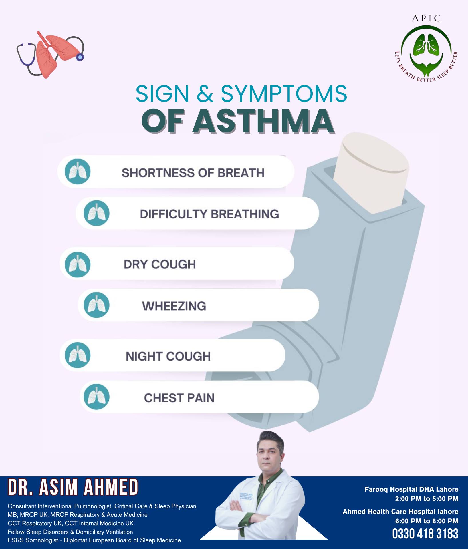 🌬️ Signs &... - Dr. Asim Ahmed - Consultant Pulmonologist | Facebook
