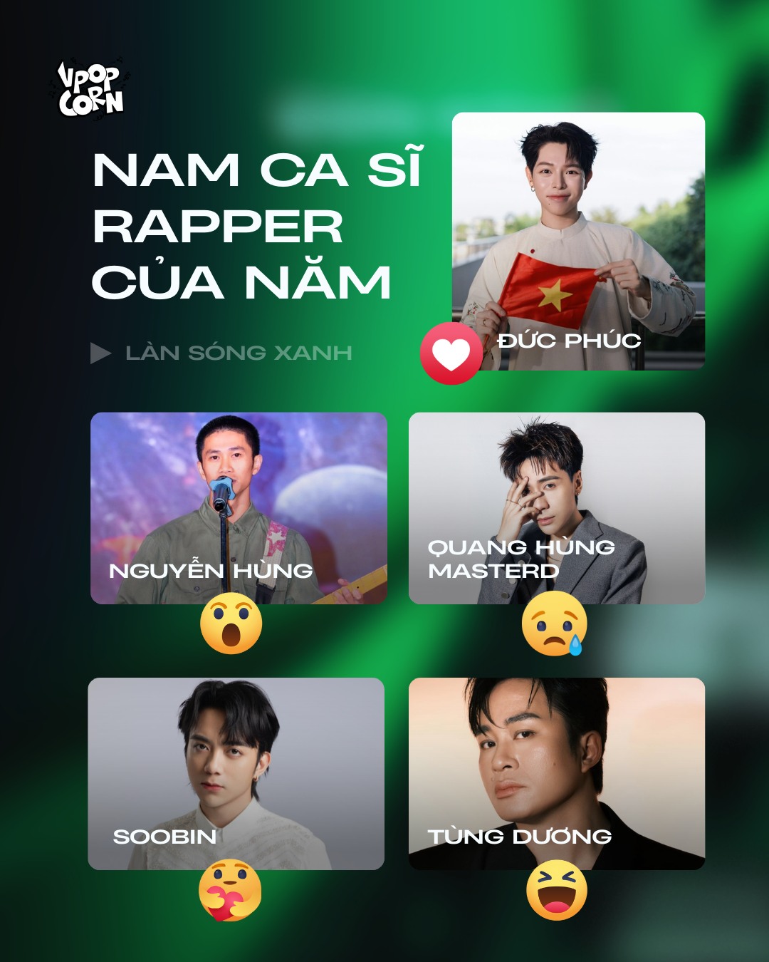 V-Pop - LÀN SÓNG XANH: HẠNG MỤC NAM CA SĨ/RAPPER CỦA NĂM 🧍‍♂️ 1. Đức ...