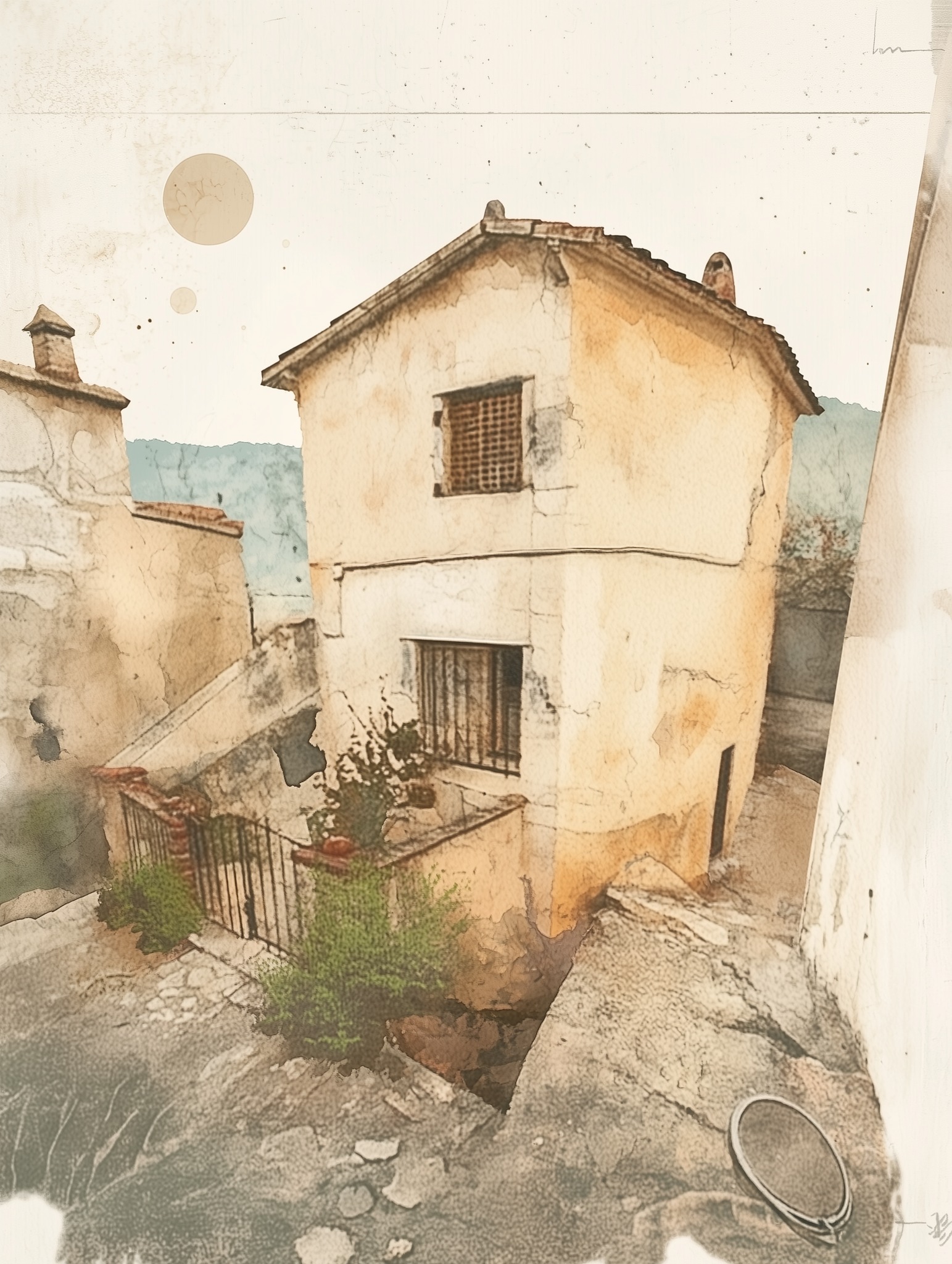 Surreal Italian landscape in barcode style
