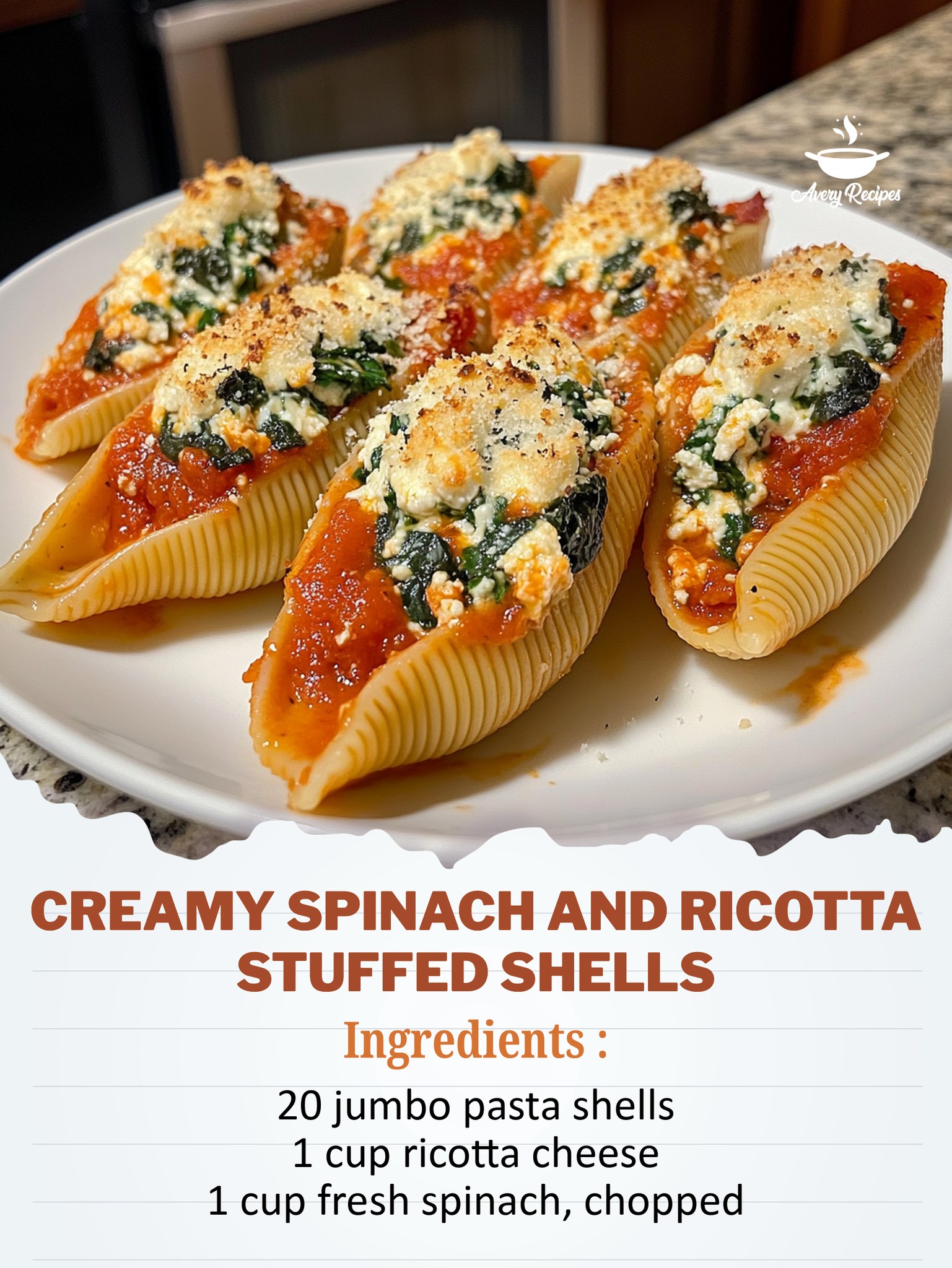 Avery - Creamy Spinach and Ricotta Stuffed Shells Decadent Pasta Shells ...
