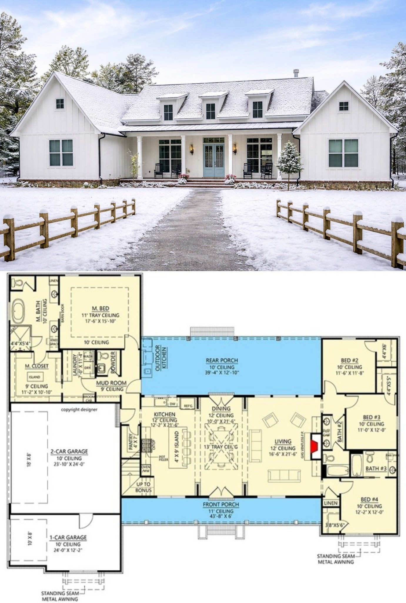 Modern - Modern Farmhouse Plan with Split Bedroom Layout – 2514 Sq Ft ...