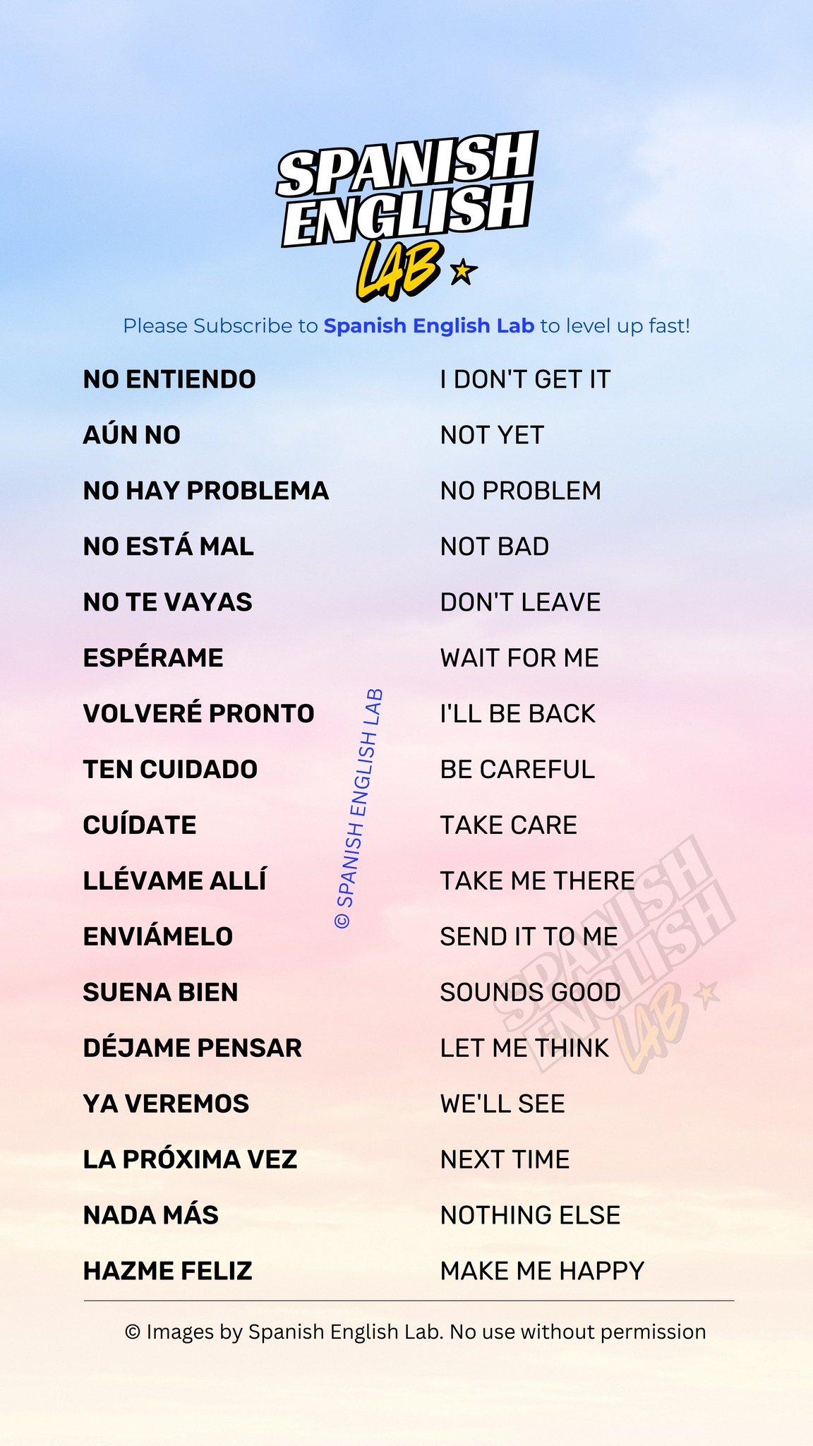 Spanish - Everyday Spanish phrases Please subscribe and level up ...