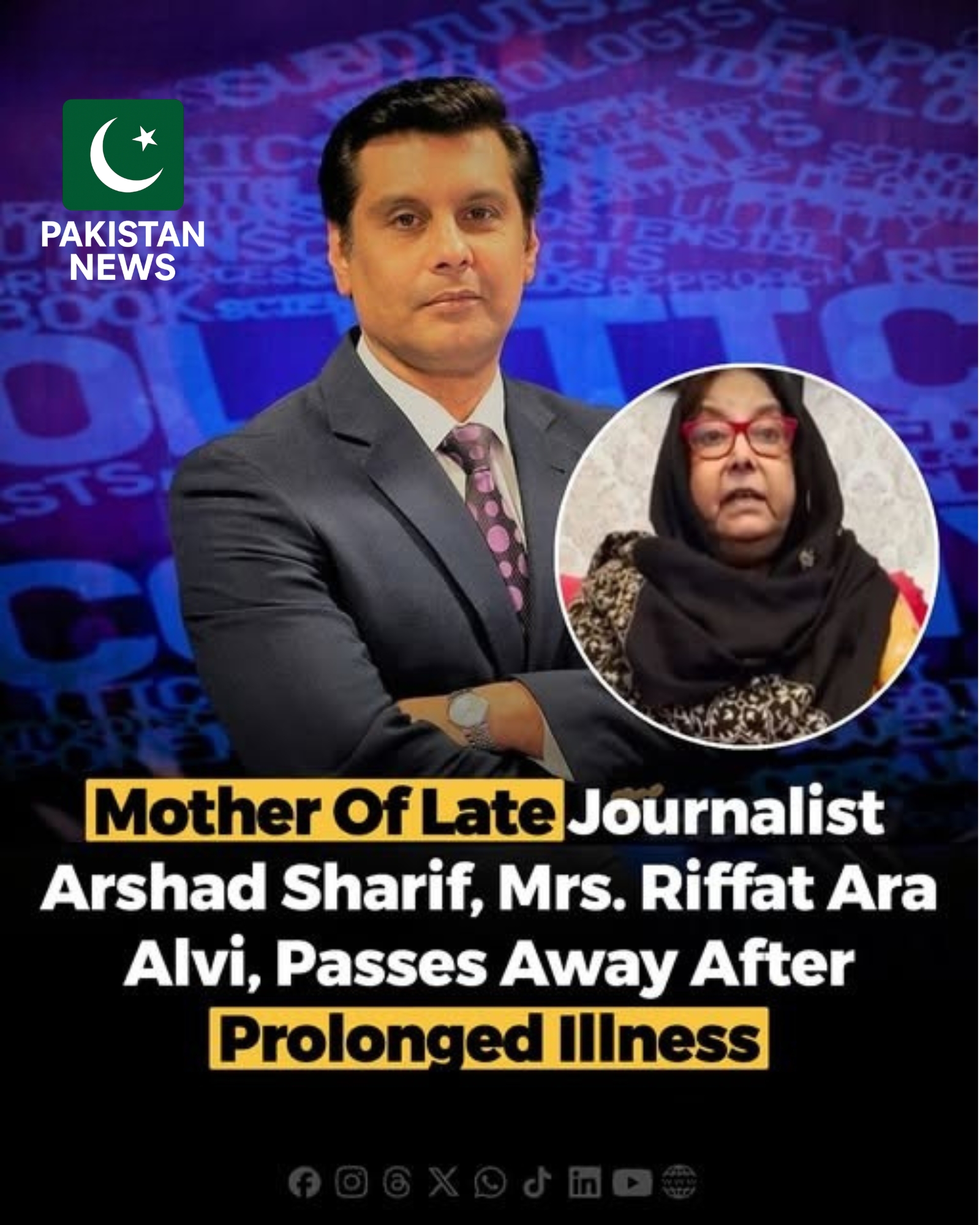 Pakistan - Mrs. Riffat Ara Alvi, the mother of slain journalist Arshad ...