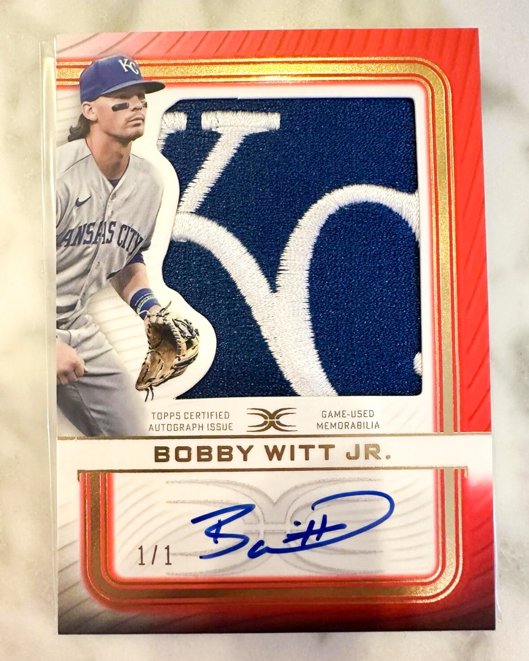 The game-used patch inside this Bobby Witt Jr. card is insane