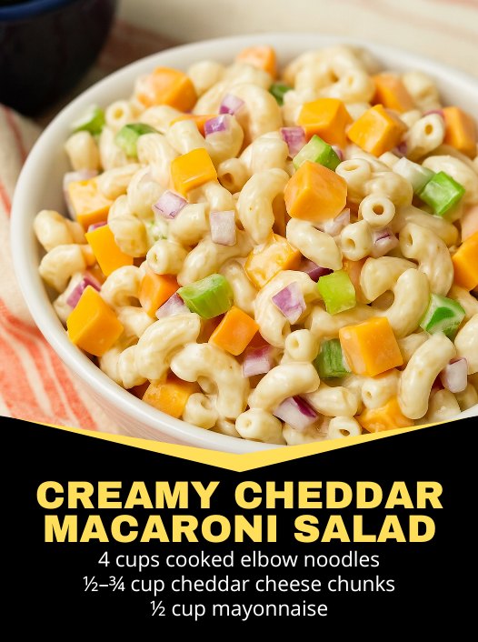 Spicy - Creamy Cheddar Macaroni Salad – Tangy, Crunchy, and Perfect for ...