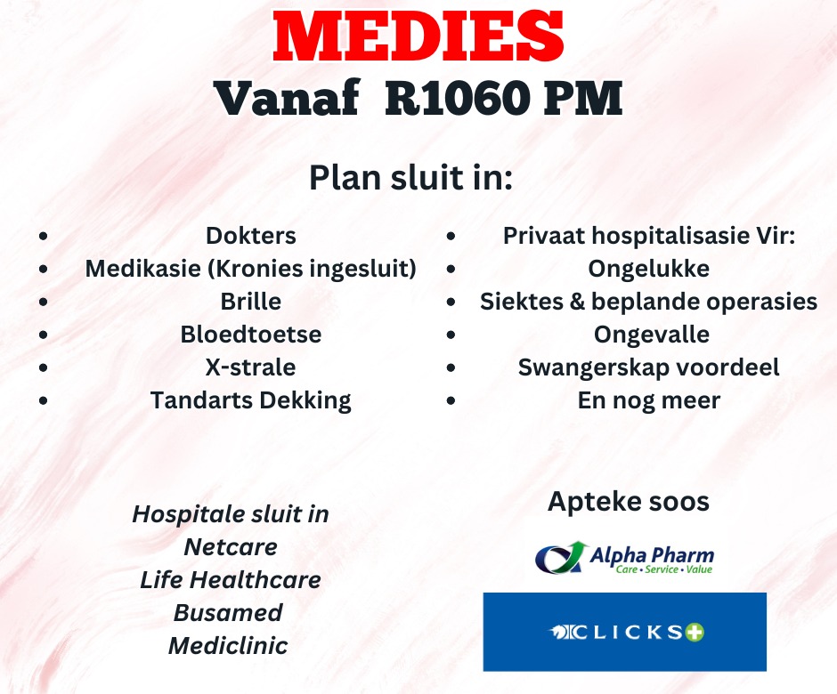 Vital - 🔴 Medies is n Prioriteit🔴 Kry Medies vanaf R1060 per maand.💸 ...