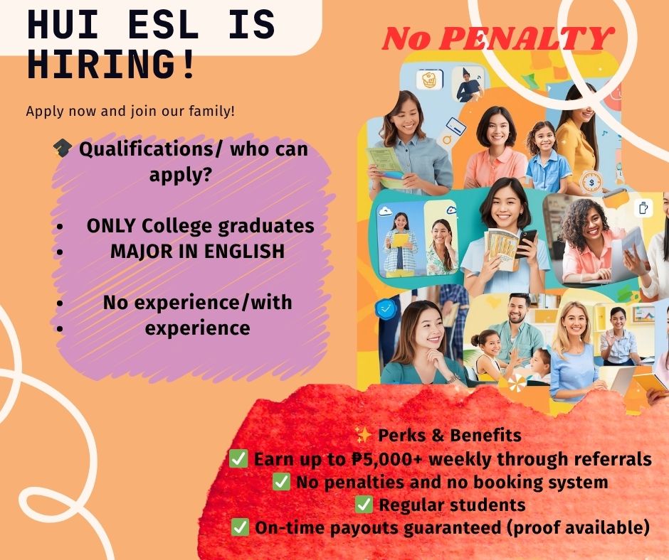 ESL - 🌟 HUI ESL is Hiring Online English Teachers! 🌟 💼 Work from Home ...