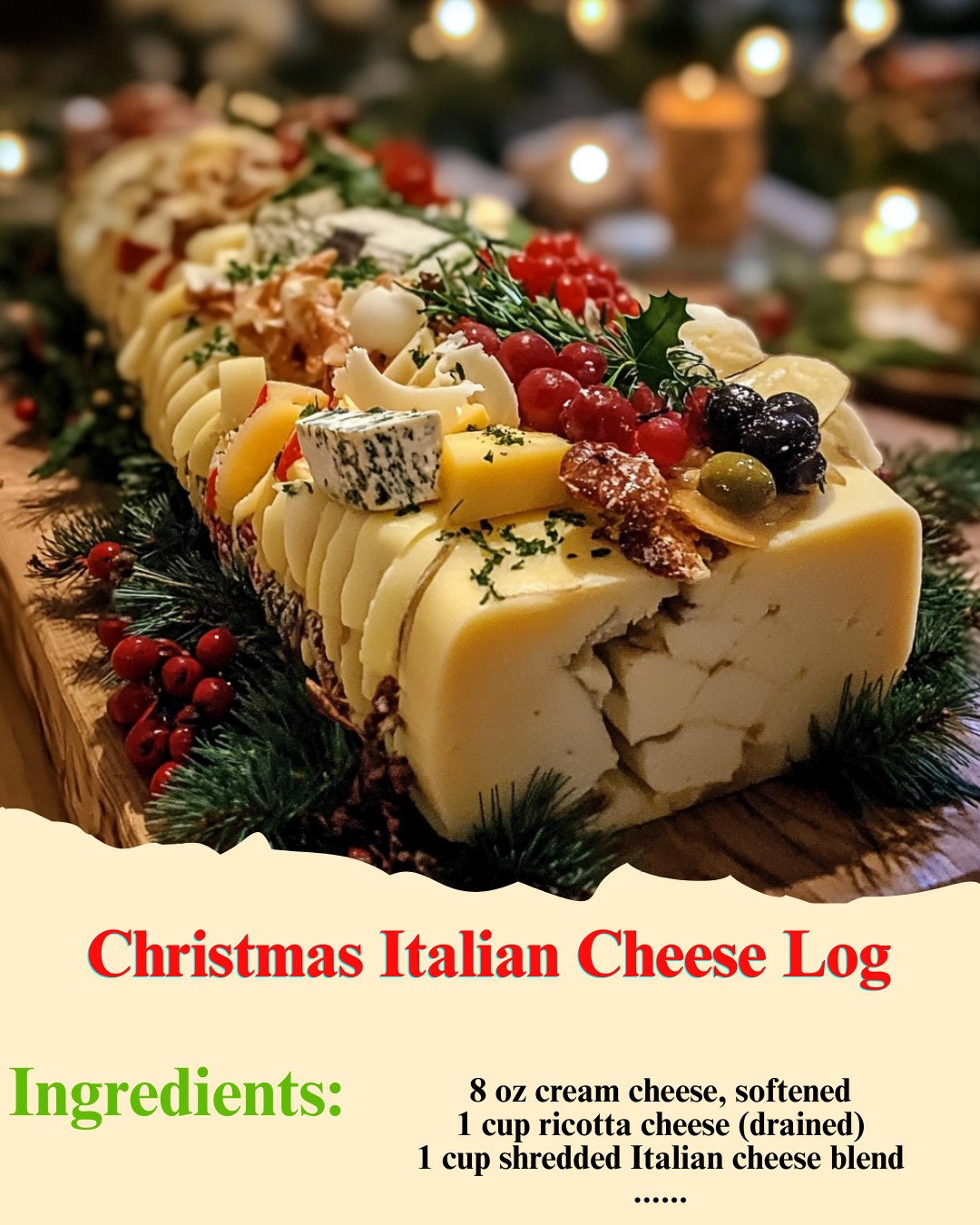 Ina Garten Recipes 🌮🌯🥧🥗 | 🎄 Christmas Italian Cheese Log 🧀 | Facebook