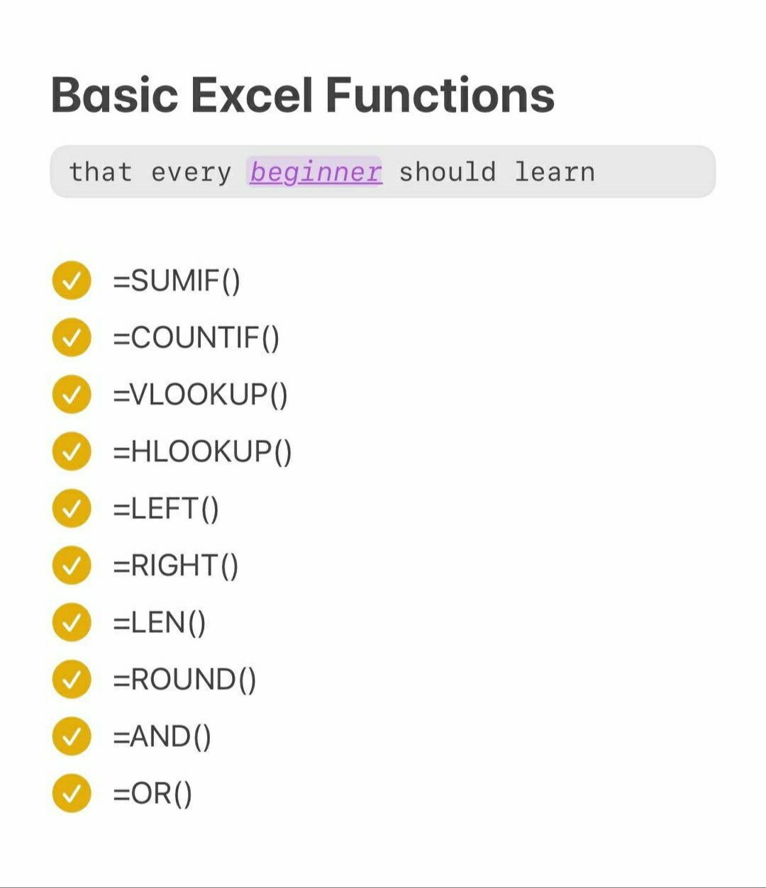 Excel Solutions | BASIC EXCEL FUNCTIONS FOR EVERY BEGINNERS | Facebook