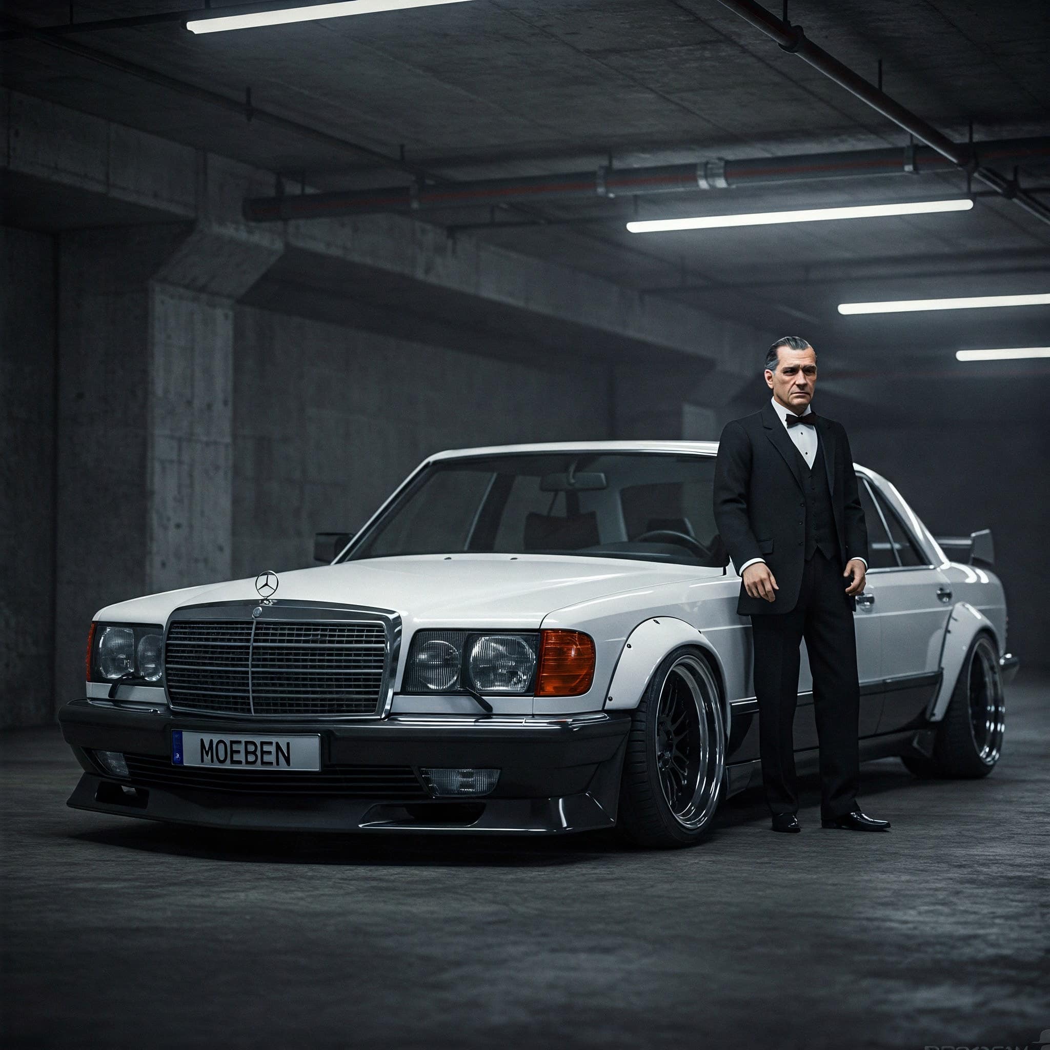 Tableau Toile Mercedes-Benz S Class W126 - Style Tableau Peinture - Format XXL - Neuf