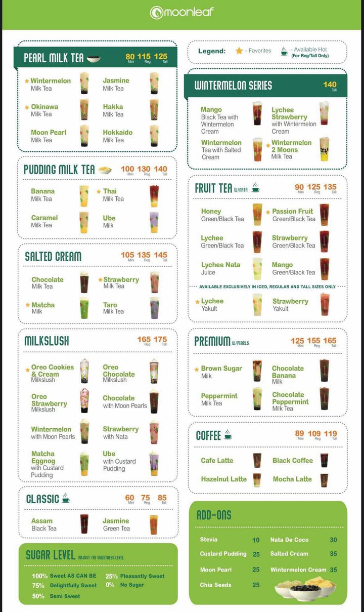 🧋☕️🍟🧇 - Moonleaf Tea Shop - Hilltop Central Batangas City | Facebook