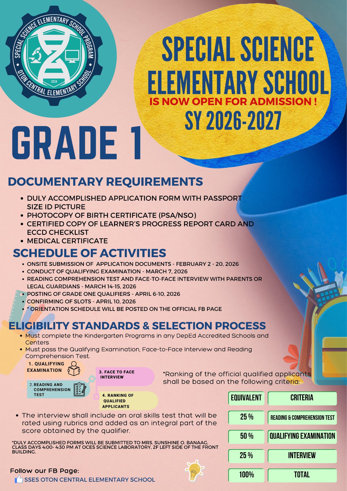 UPDATE: 📣Application... - SSES Oton Central Elementary School | Facebook