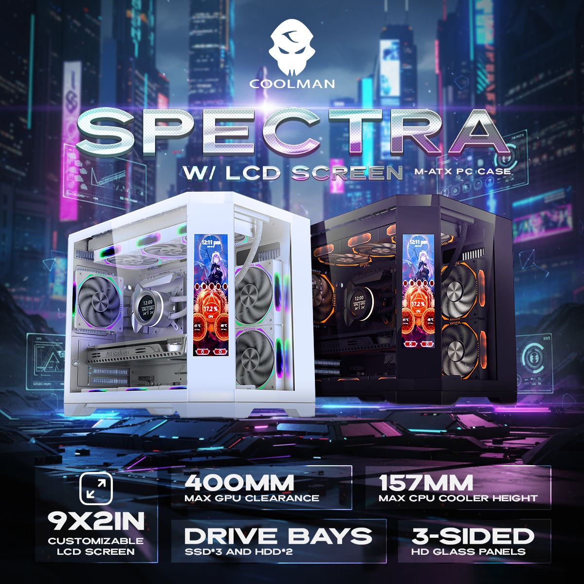 Hiteq - Introducing the COOLMAN SPECTRA M-ATX PC Case w/ LCD Screen ...
