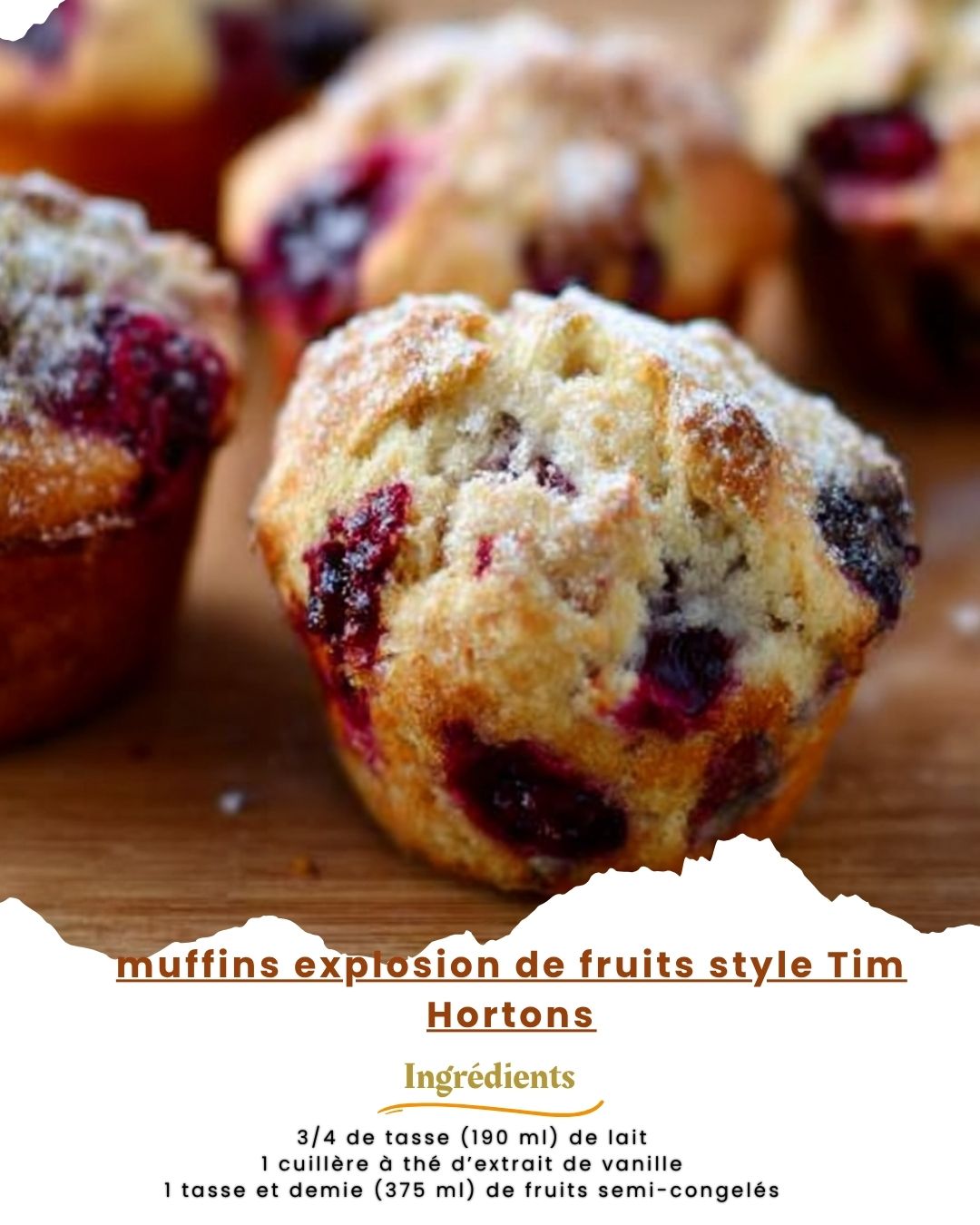 Recettes - Muffins explosion de fruits (style Tim Hortons) Ingrédients ...