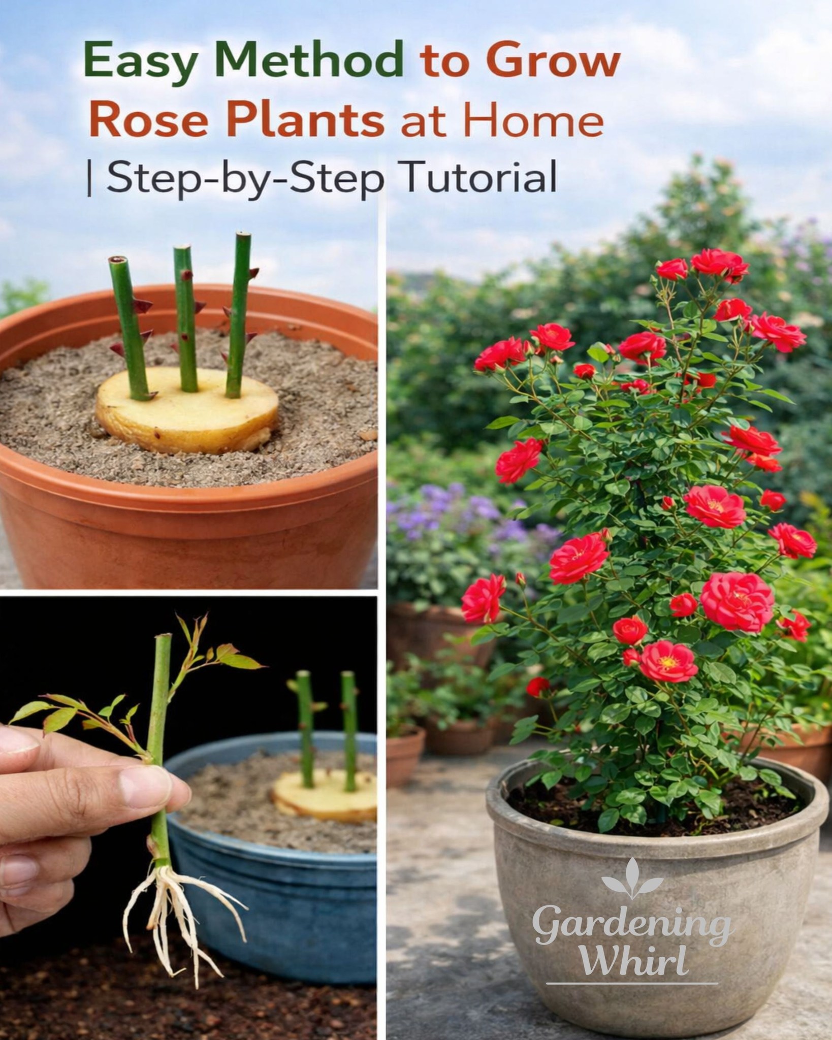 Gardening - How to Grow a Rose Plant at Home Using an Easy Propagation ...