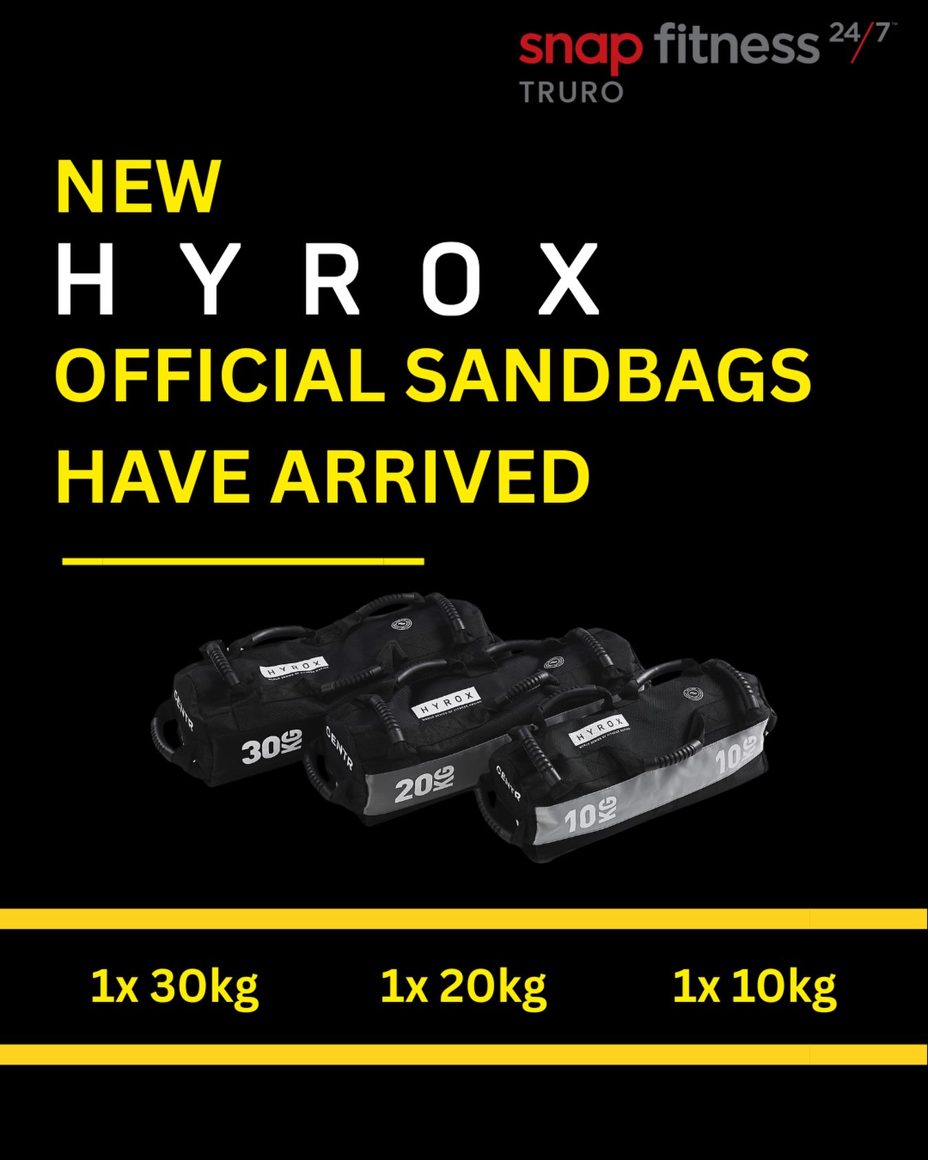 New HYROX official sandbags available at Snap Fitness Truro