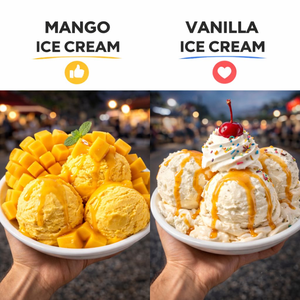 Which has a stronger mango scent, Mango Ice or Vulcan Feu?