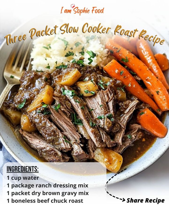 Slow cooker beef roast recipe with brown gravy and ranch mix