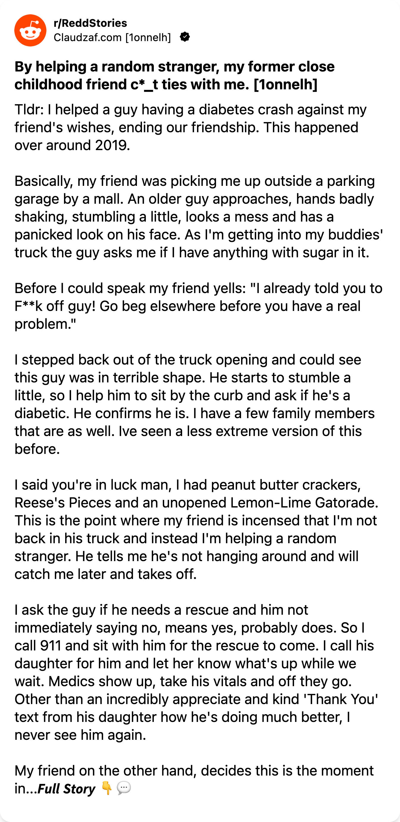 ReddStories - By helping a random stranger, my former close childhood ...