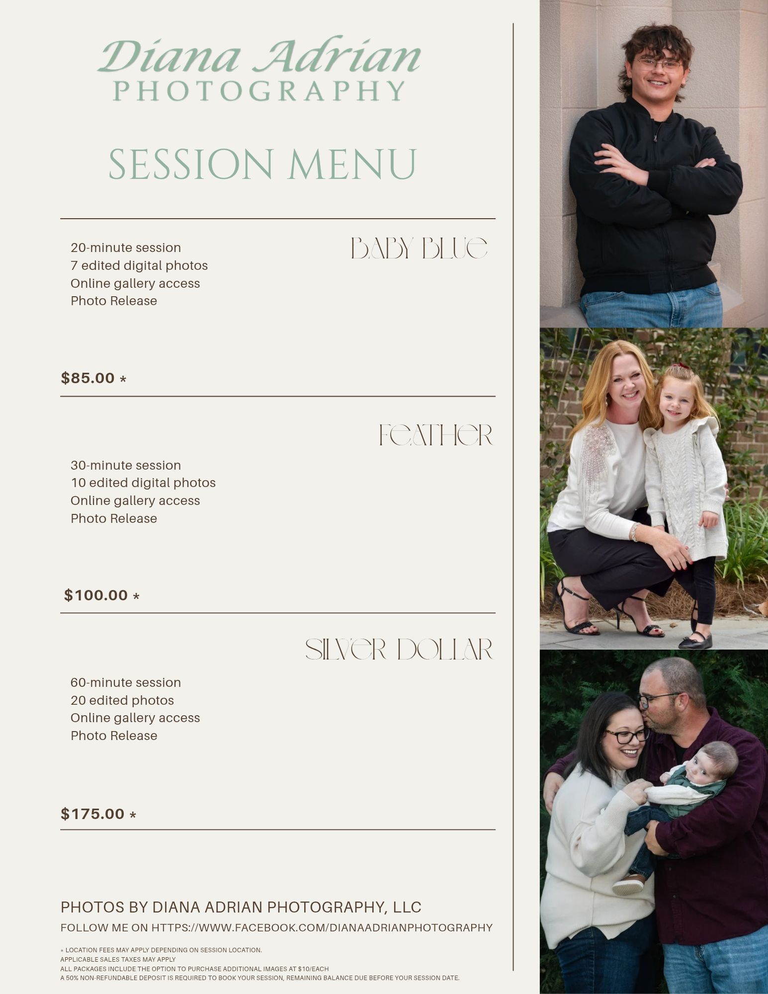 Updated Session Menu is... - Diana Adrian Photography, LLC | Facebook