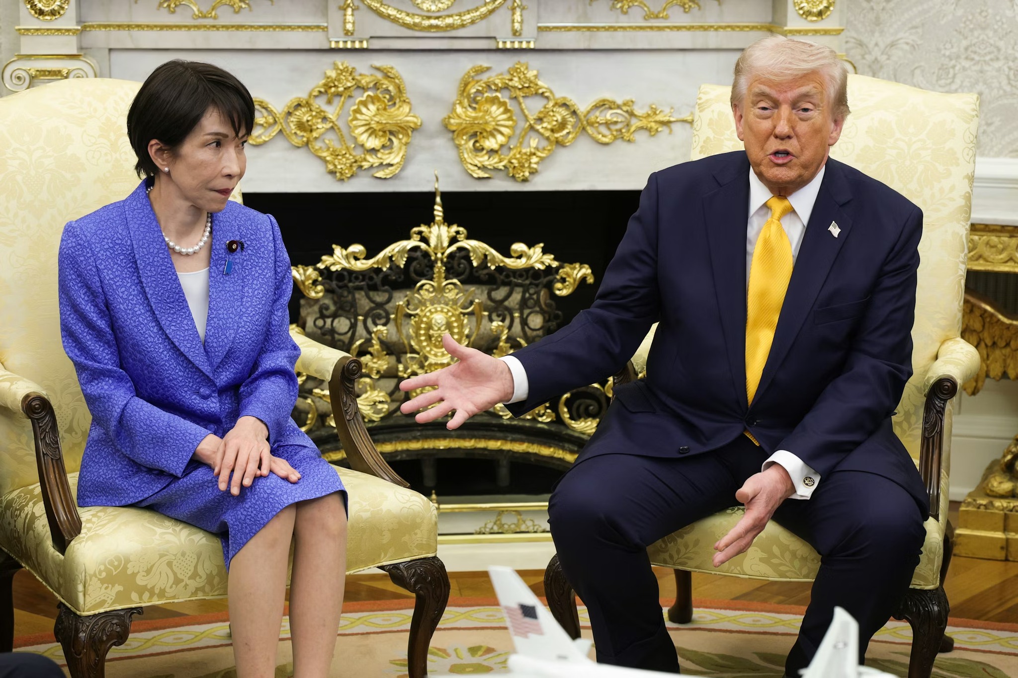 President Donald Trump tried to insert dark humor during an Oval 